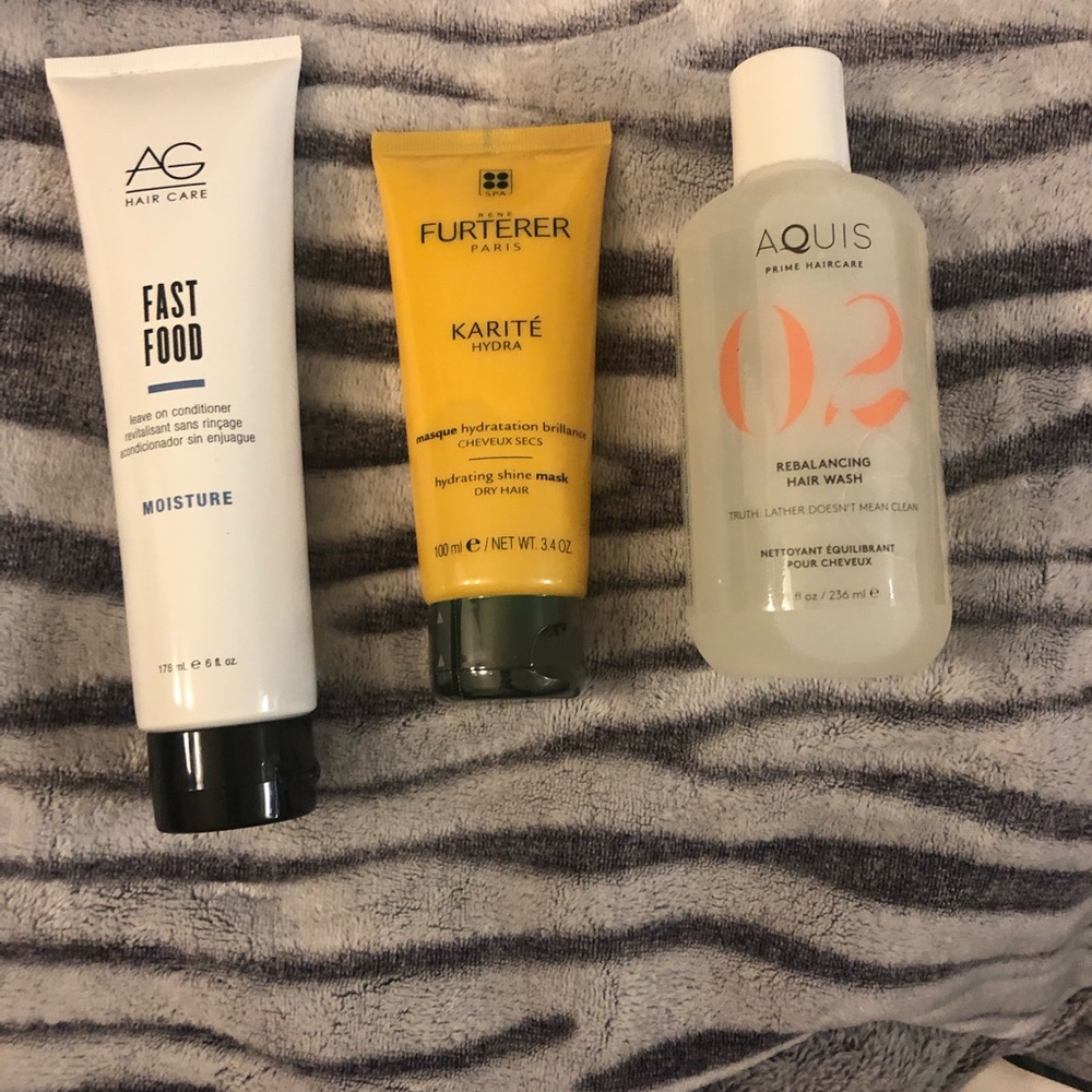 Aquis hair wash, Furterer hair mask and AG leave in conditioner bundle